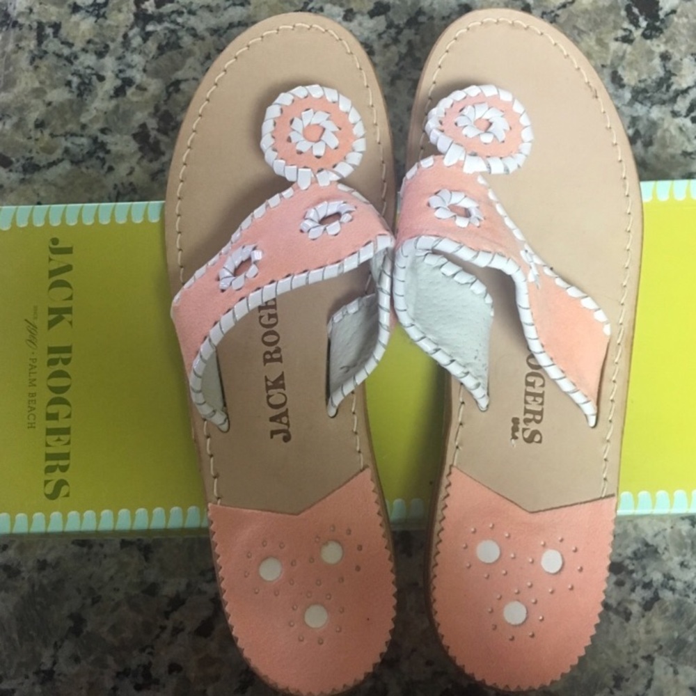 Coral jack rogers with white stitching, BRAND NEW